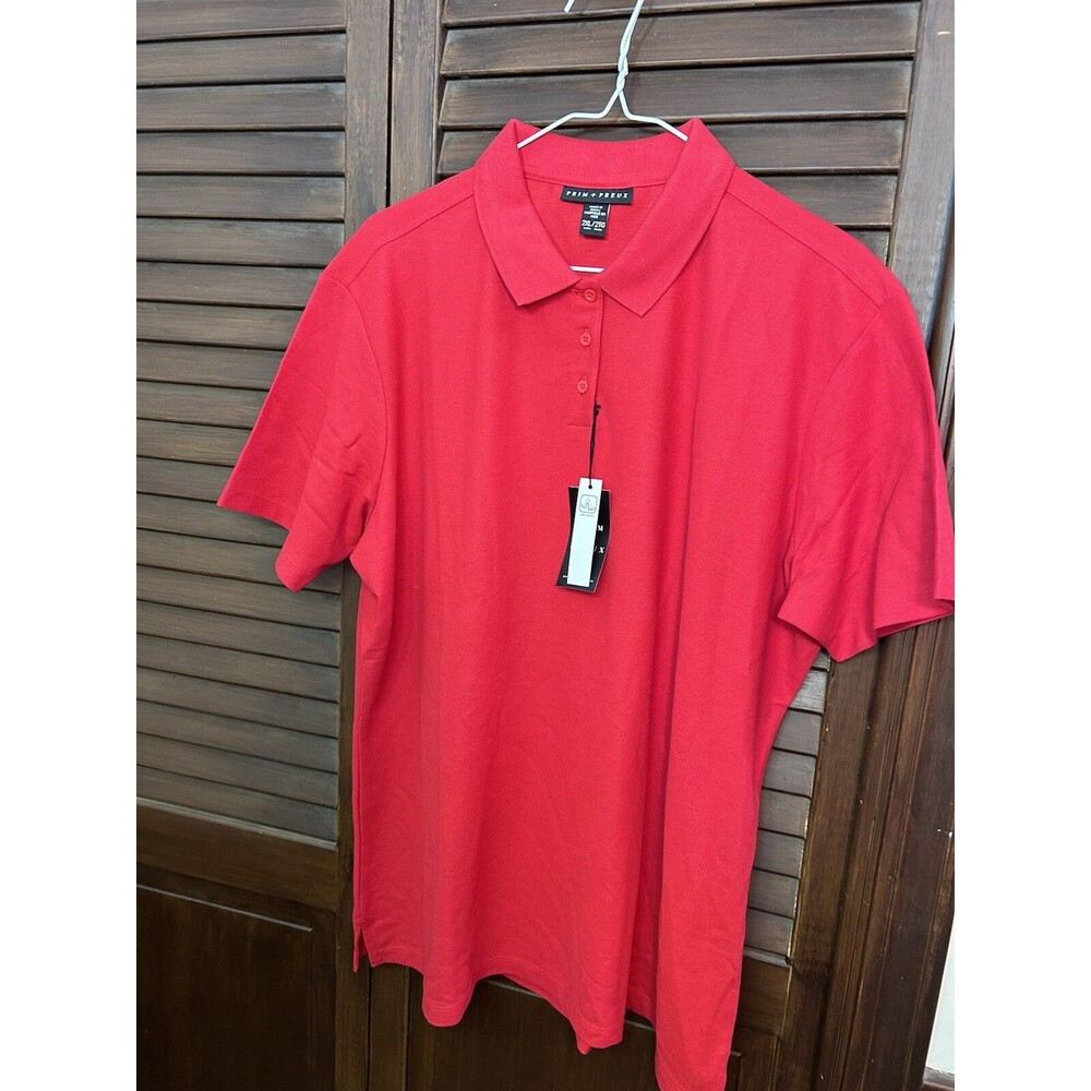 Men's Prim + Preux Red Short Sleeved Polo Shirt - Size 2XL - New with Tag